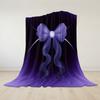 Lavender Sheer Bow Flannel Blanket Warm Soft Halloween Christmas Couch Warm Cozy Decorative Decor Gift for All Season