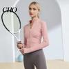 Stand-up Collar Jacket Women Long Sleeve Workout Tops Quick Dry Full Zip Crop Yoga Athletic Slim Sweat-wicking Wear Fit Shirts Sportwear with