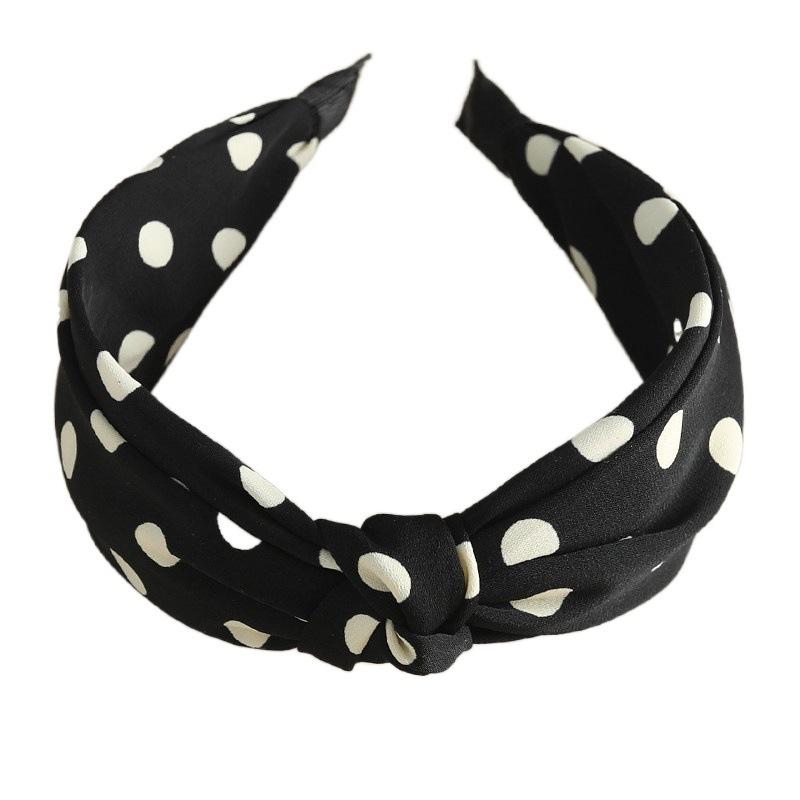 Wide Polk Dots Print Cloth Knotted Hairbands for Women Girls Casual Shopping Party Headbands Fashion Female Head Wears