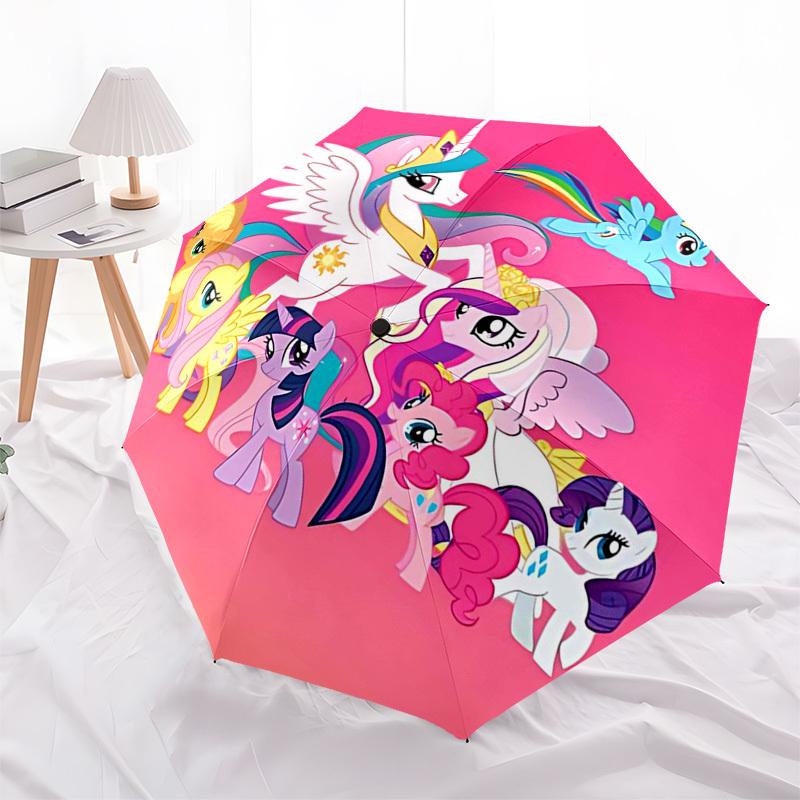 

1pc My Little Pony Automatic Folding Umbrella, Portable 3-Fold Design with Iron Frame, Outdoor Use, Perfect Gift for Fans, Travelers, Everyday Use.L07
