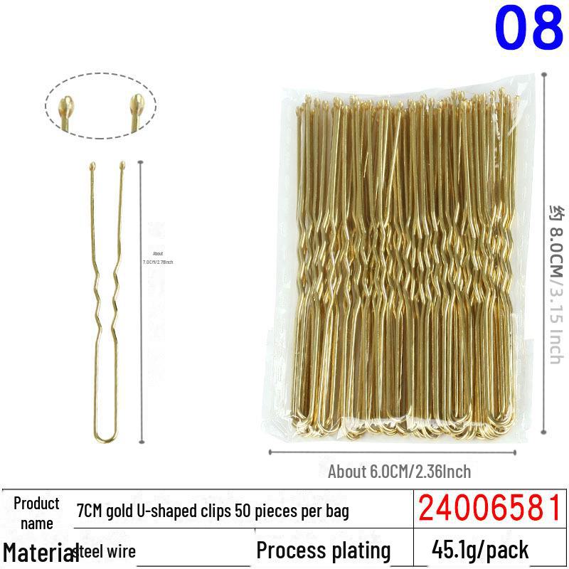 50 Black U-Shaped Hair Clips: Thick Head Ornaments and Hair Accessories for Women