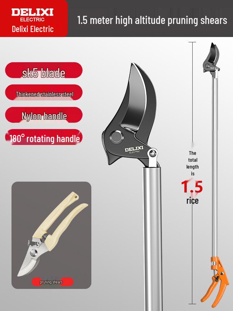 Delixi Elektrische Teleskop-Astschere für hohe Äste und Obstbäume.