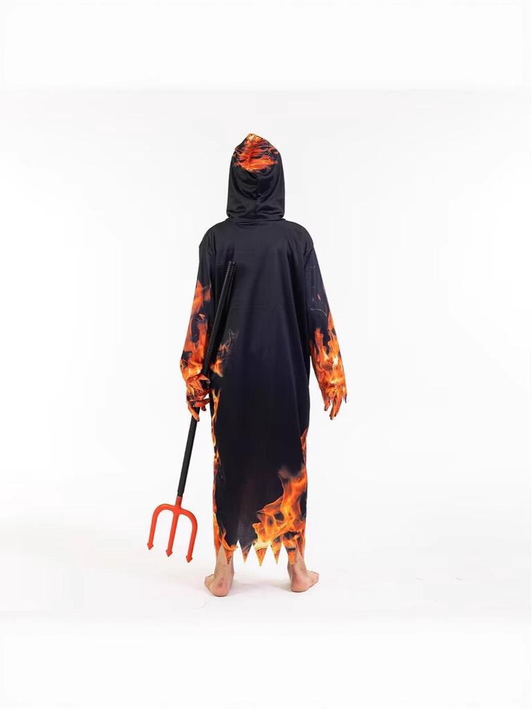Halloween Flammen Dämon Kapuzenrobe - Eltern-Kind Skelett Cosplay Kostüm