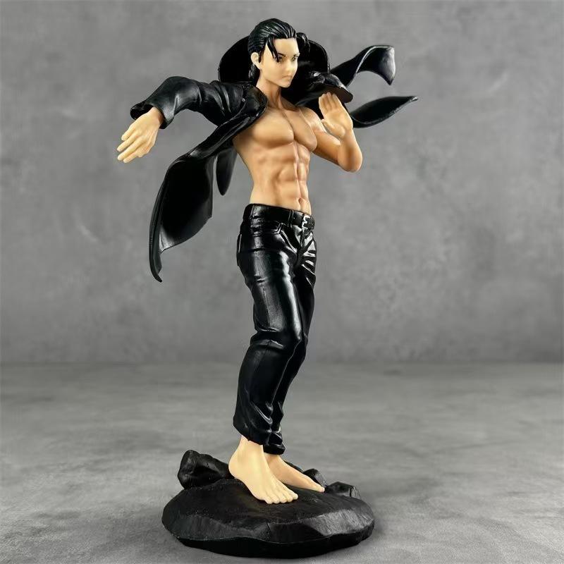Anime Eren Jaeger Figure Final Season Black Cloak Dress Up Model Toy Anime PVC Action 185mm Figurine Toys Action Figure
