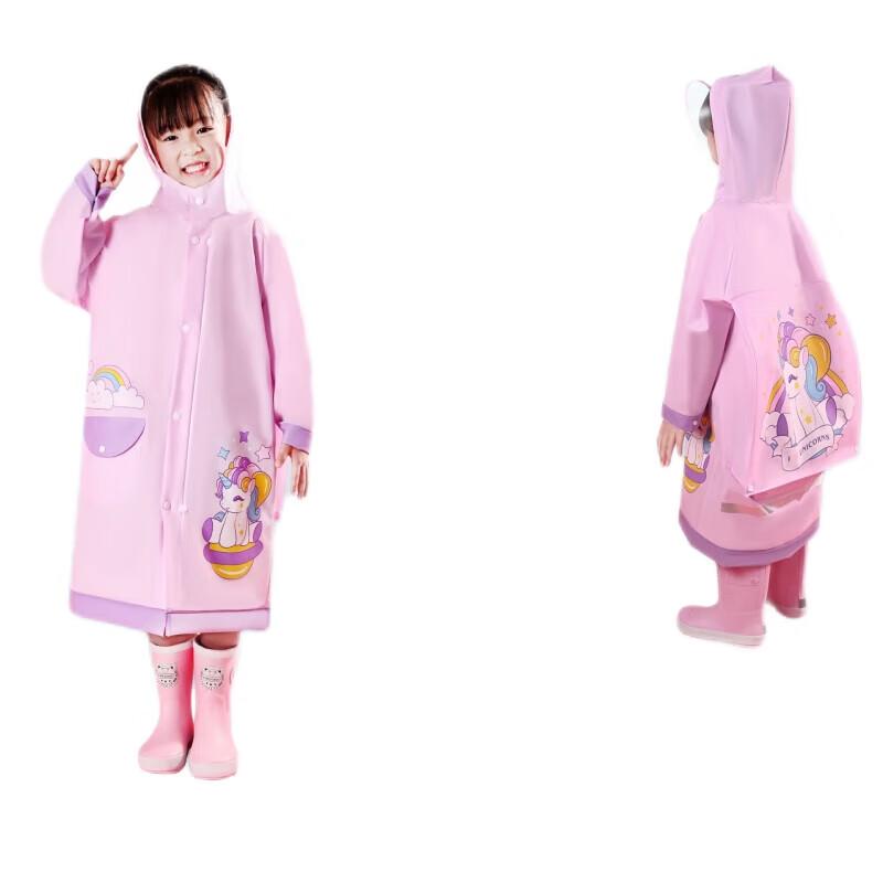 Kids Cartoon EVA Raincoat with Backpack Slot L