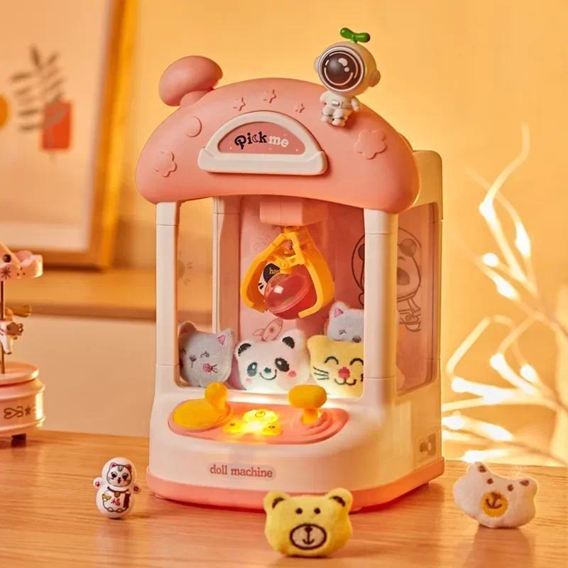 Non-Toxic Mini Crane Game Doll Machine Toy For Kids Cartoon Astronaut Play Game Claw Crane Machines With Light Music Children Toys Gifts