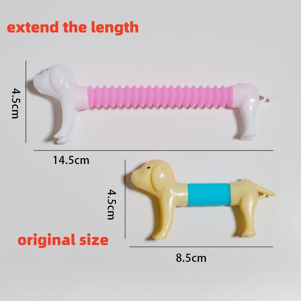 Cute 6/12PCS Stretchable Dog Toy Telescopic Spring Animals Sensory Stress Relief Durable Squeeze Interactive Pet Puzzle Toy