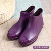 New fashionable low-top short rain boots rain shoes non-slip water shoes waterproof women's thermal velvet rubber shoes