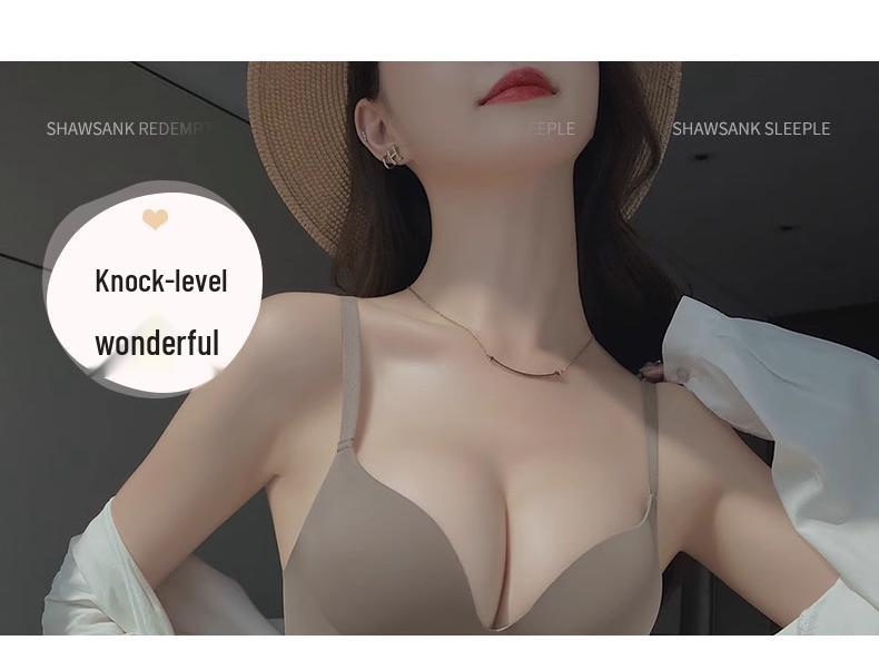 Women's Seamless Push-Up Bra & Underwear Set - Small Chest, Adjustable Anti-Sag Support, Thin Summer Design