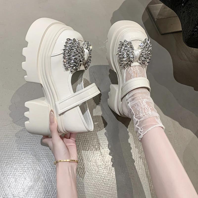 Fashion 10CM Bling Butterfly-knot Slippers Slip On Platform Wedge Sandals 2025 Women Summer Breathable High Heels Chunky Sneakers Woman