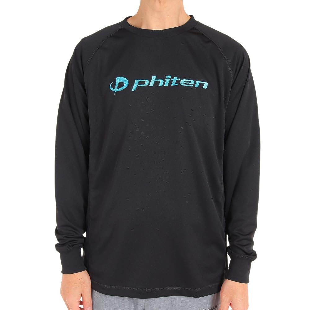 Volleyball Wear Long Sleeve 3121JG44400 Quick Drying X [Phiten] T-Shirt BK/SX (Black Sax/S/Men's, Ladies')