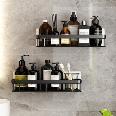 Nicht perforiertes Badezimmer-Aluminium-Rechteckregal ohne Nagelaufkleber, verdickte breite Seite, Küchenabfluss, Wandmontage-Lagerregal
