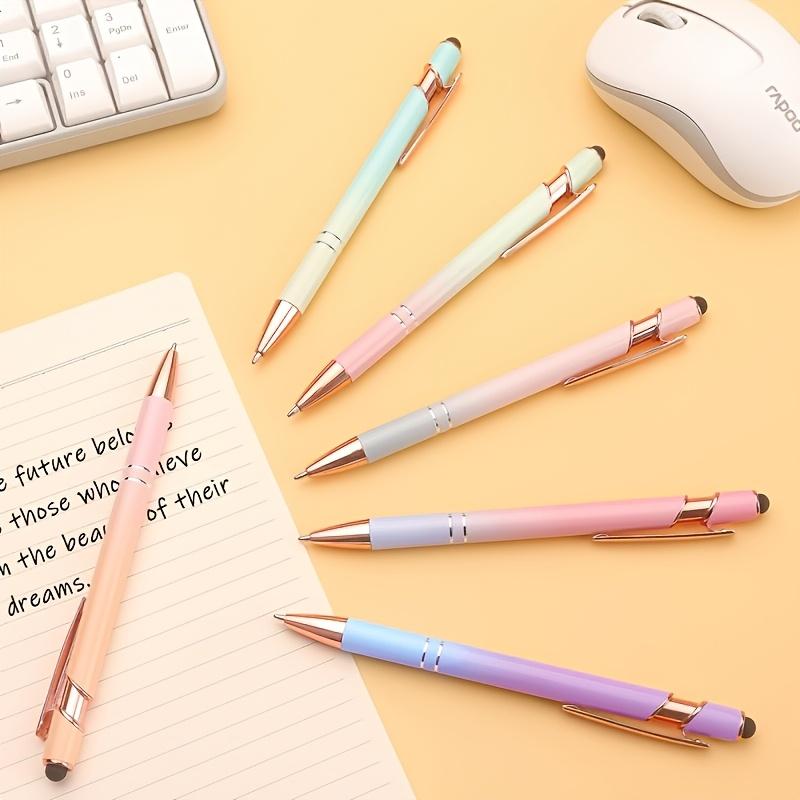 10PCS Retractable Metal Ballpoint Pen 2 In 1 Touch Screen Stylus Black Ink Pens for School Office Stationery Writing Supplies