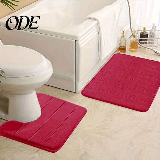 Coral Velvet Bath Mat 2Pcs/Set Bathroom Floor Non-Slip Bottom 40x60cm Durable 40x50cm U-Shaped Square Pad Absorbent Rug