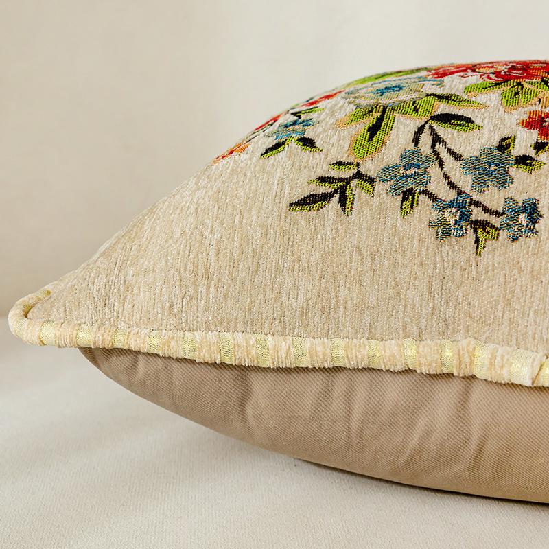 Flowers Embroidery Cushion Cover Embossed Pillowcases Jacquard Pillow Cover for Living Bedroom Home Decor 45x45cm