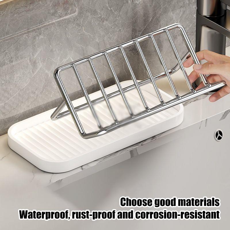 Robust Stainless Steel Soap Tray with Drainage Solution for Kitchen and Bathroom