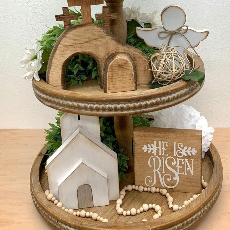 Tray Wood Nativity Easters Tombs Resurrections Scenes Set Home Decorations