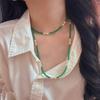 4Mm Retro Vitreous Body Ice-Through Natural Chalcedony Agate Sweater Chain Collarbone Chain Necklace