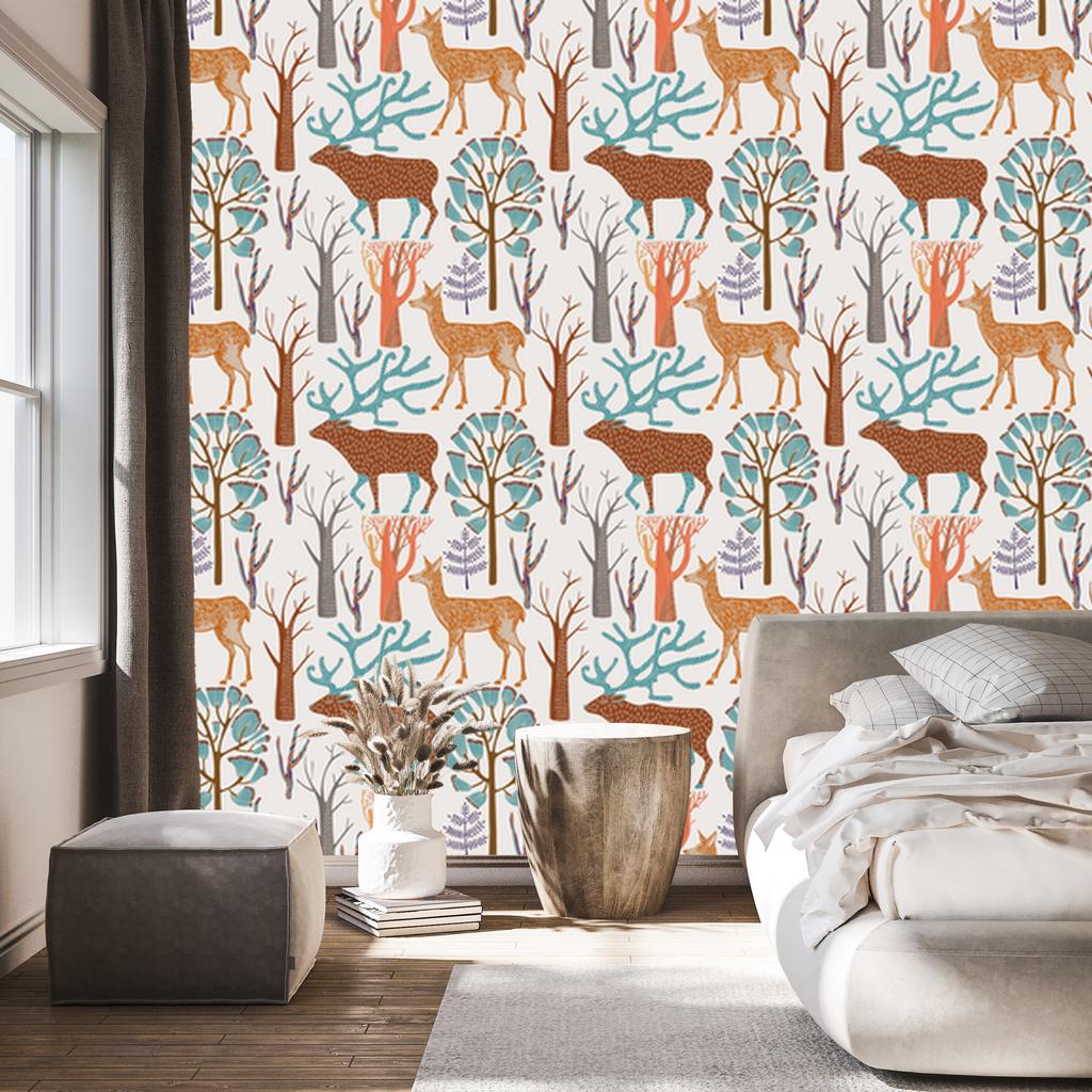 Forest Animals Wallpaper for Living Room and Bedroom 50x1000
