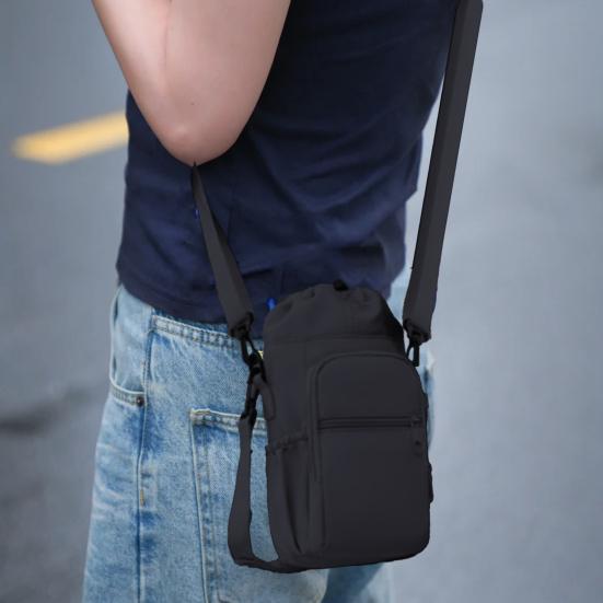 Bolsa de Ombro para Garrafa Térmica Alça Ajustável Bolsa com Cordão para Garrafa para Caminhada Academia Viagem Múltiplos Bolsos Bolsa para Garrafa para Celular Chaves