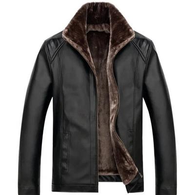 Herren Lederjacke, Pelz All-in-One Herren Lederjacke Revers, mittlerer und neuer Stil, Herrenbekleidung, Papa-Kleidung, verdickte trendige Marke