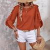 European and American Women's Round Neck Irregular Seven-quarter Sleeve Loose Comfortable Top