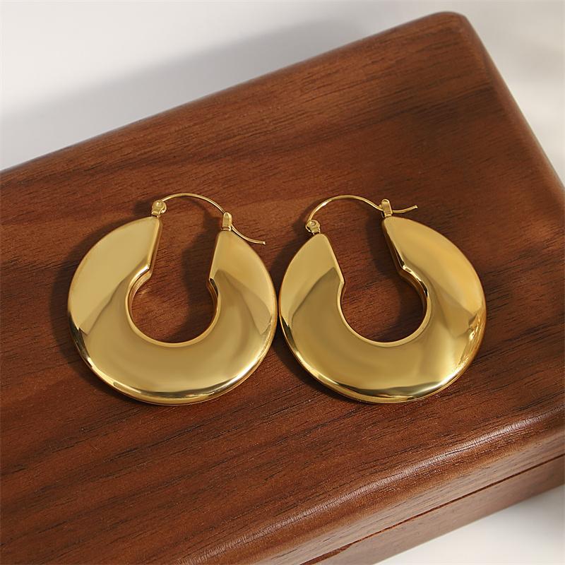 

Fashion U-Shaped Chunky Hoop Earrings For Women Chic Geometric Circle Stainless Steel Gold Color Earrings Party Jewelry Gifts золотий