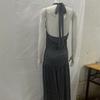 European and American neck hanging polka dot print deep V retro slim fit sexy backless jumpsuit long skirt