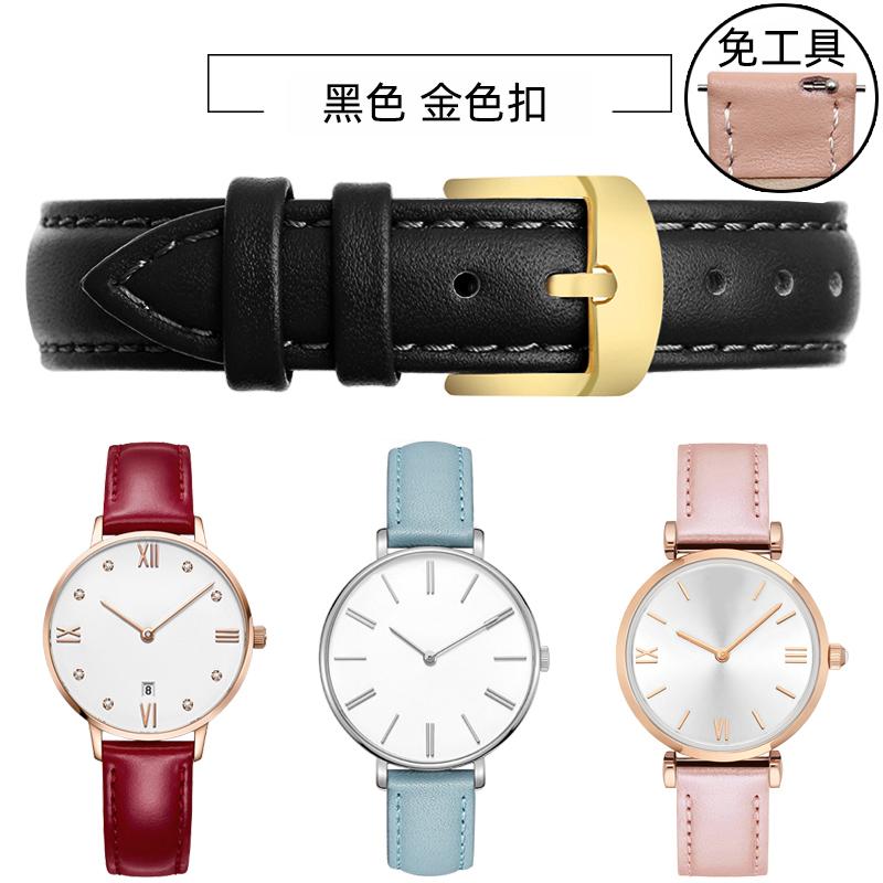 10 12mm 14mm 15mm 16mm 18m Quick Release Strap Women Genuine Leather White Red Pink Blue Cowhide Watch Band Bracelet Accessories