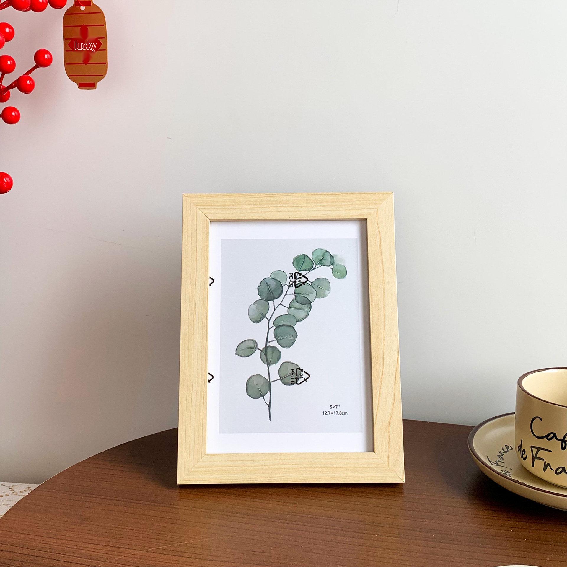 7-Inch Nordic Wind Solid Wood Photo Frame - Creative Bedroom Ornament & Photography Prop 7 inch