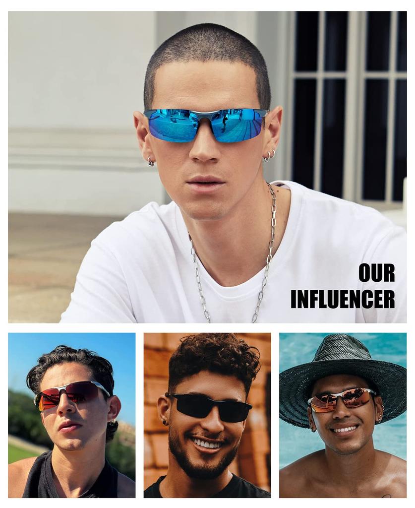 DUCO Polarized Sports Sunglasses with UV400 Made of for and Golf Men's Protection, AL-MG Alloy, Ultra-Lightweight, Driving, Cycling, Fishing, Running,