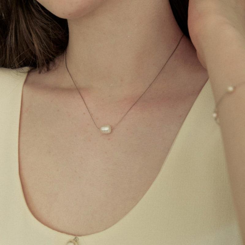 ADAUL Pearl Thin Necklace - Silver