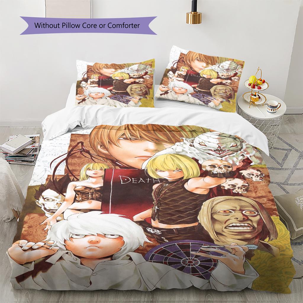 Juego de Ropa de Cama con Estampado de Dibujos Animados Colcha Funda de Colcha Funda de Almohada Decoración del Hogar Regalo de Cumpleaños (1 * funda nórdica + 2 * fundas de almohada, sin núcleo)