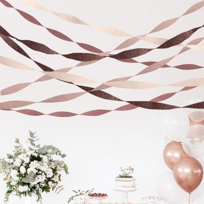4/8 Rolls Crepe Paper Streamers 82ft Long Rose Gold Paper Tassel Streamers for Wedding Birthday Valentine's Day Birthday Baby Shower Decor