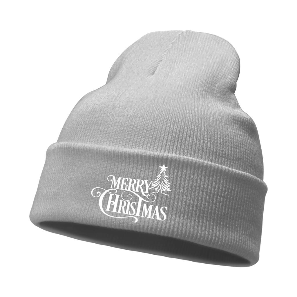 Merry Christmas Print Unisex Winter Hats Knit Hat Beanie Skullies Beanies Stylish Sporting Knitted Cap Beanie Perfect For Travel