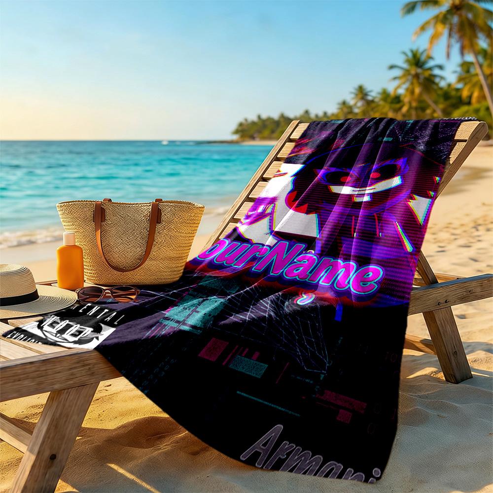 Incredibox Customize Text Beach Towel Soft Durable Quick-Dry For Beach Bathroom Outdoor Swimming Pool Camping Picnic Yoga Diving Vacation Accessories