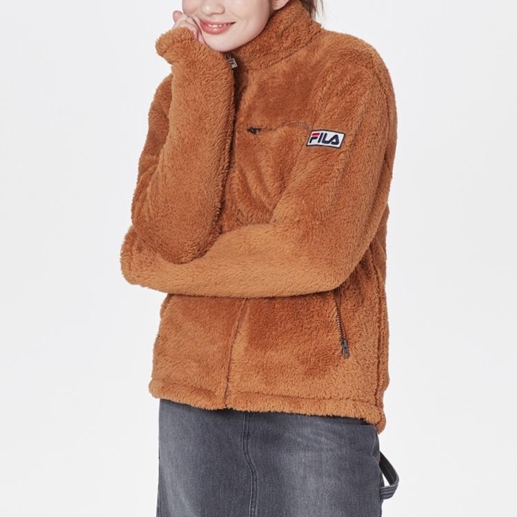 FILA Velvet Jackets Unisex Brown Stand Collar Moderate FS2PLC4101X-CAL