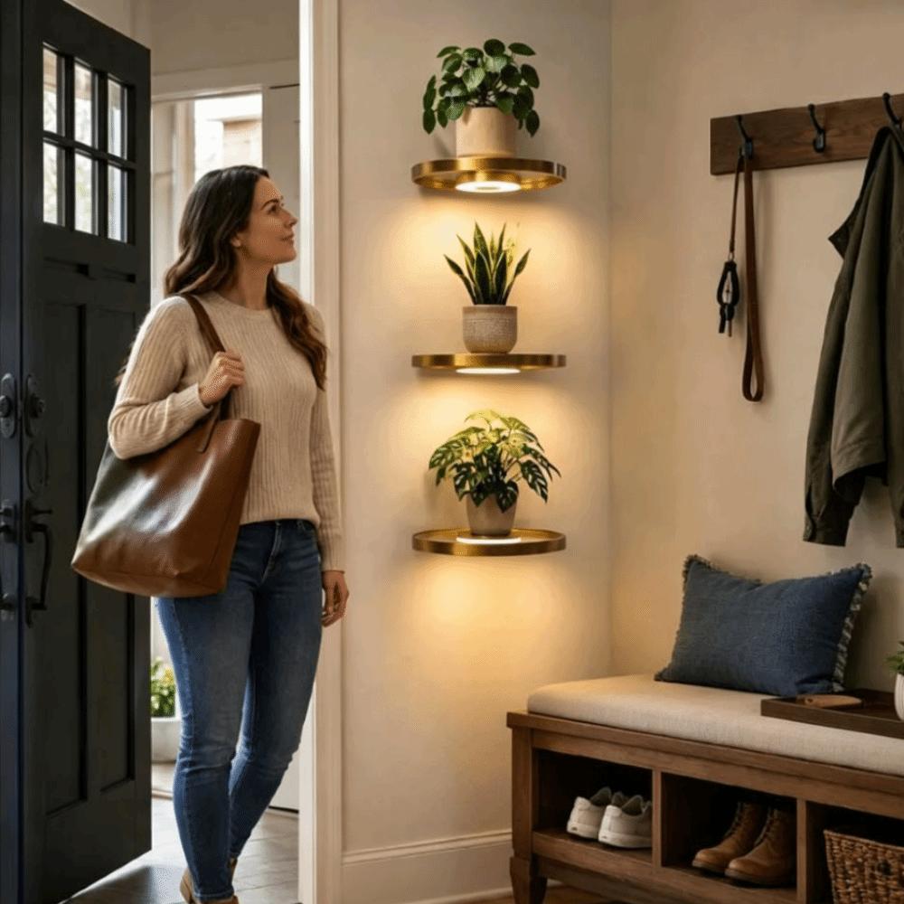Built-in LED Lights LED Light Shelf Wall Mounted Display Rack Storage Shelf  Bedroom Decor