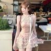 Summer Feeling Super Good-looking Pure Desire Sweet Hottie Lace Suspender Top Cake Skirt Two-piece Set