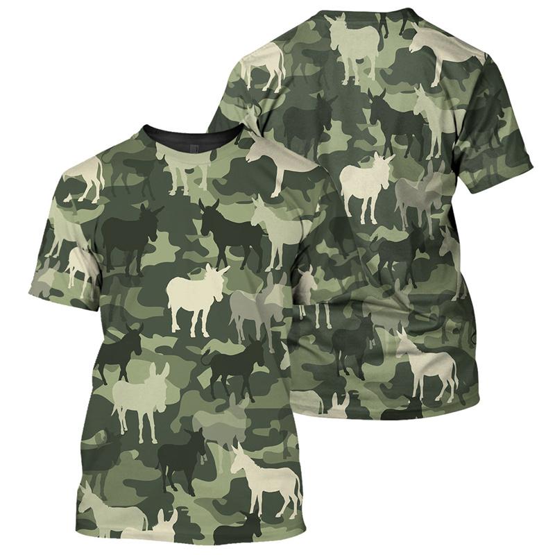 Forest Camouflage 3D Print T-shirt For Men Casual Short Sleeve Round Neck T Shirt Camo Summer Street Outdoor Sports Loose Tees