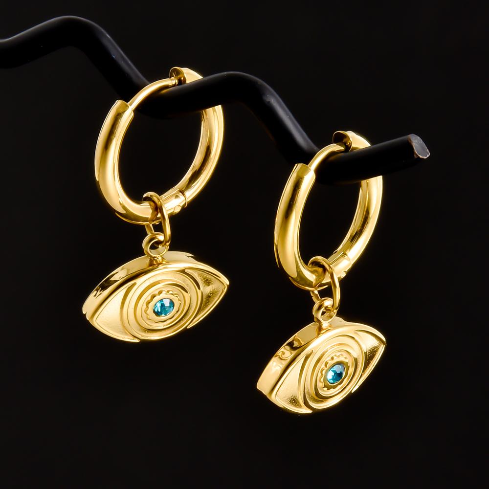 Golden Exquisite Sword Cross Star Hoops Earring Fashion Natural Shell Stainless Steel Earrings For Women Men Accessories Jewelry