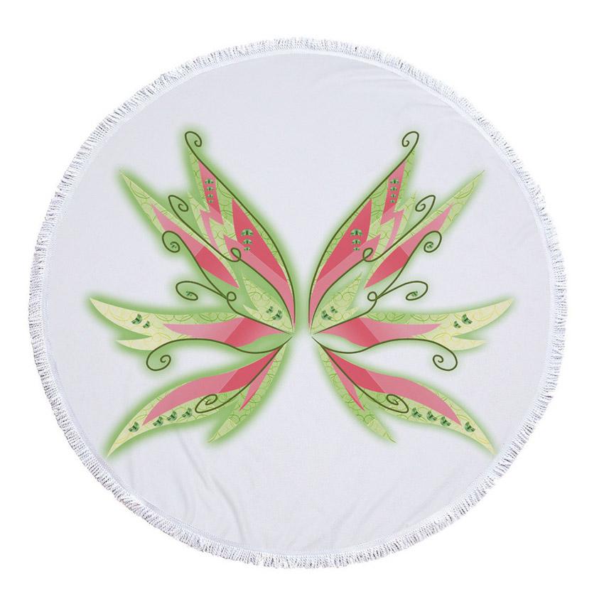 Летнее круглое пляжное полотенце из микрофибры с принтом крыльев Купидона — фото 15