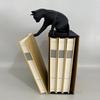 Cat Bookend Stand Matte Black Cat Paw Design Bookend Stable Non-Slip