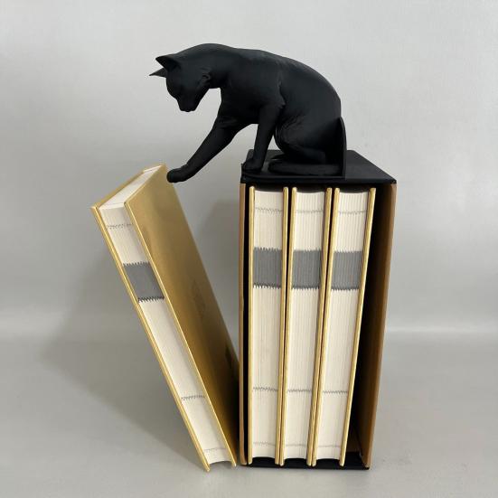 Cat Bookend Stand Matte Black Cat Paw Design Bookend Stable Non-Slip
