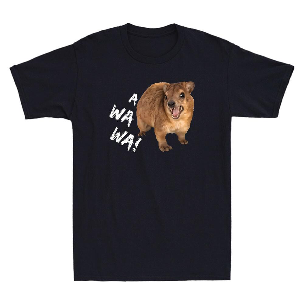 Awawa! Funny Angry Screaming Hyrax Animal Meme Retro Men s Short Sleeve T-Shirt XXXL