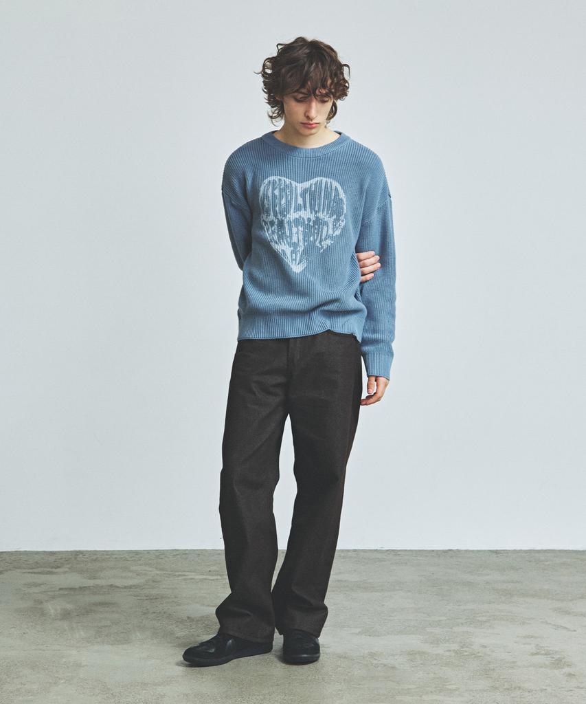 KNITTED Vintage Heart Round Knit Stone Blue