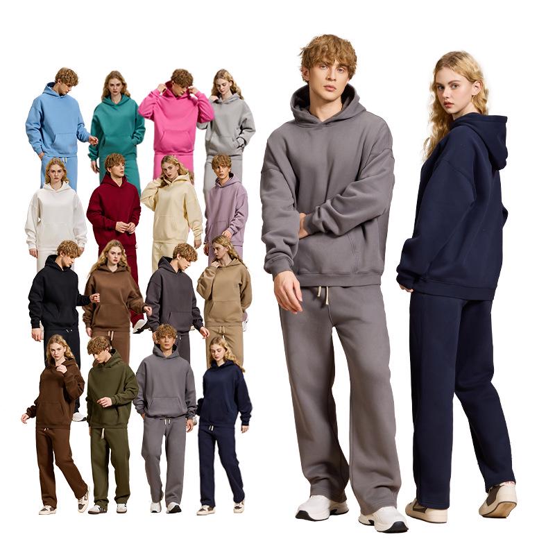 2025 A/W Men's Oversized Hoodie & Sweatpants Set: Trendy Loose Plus Velvet, Thickened and Comfortable