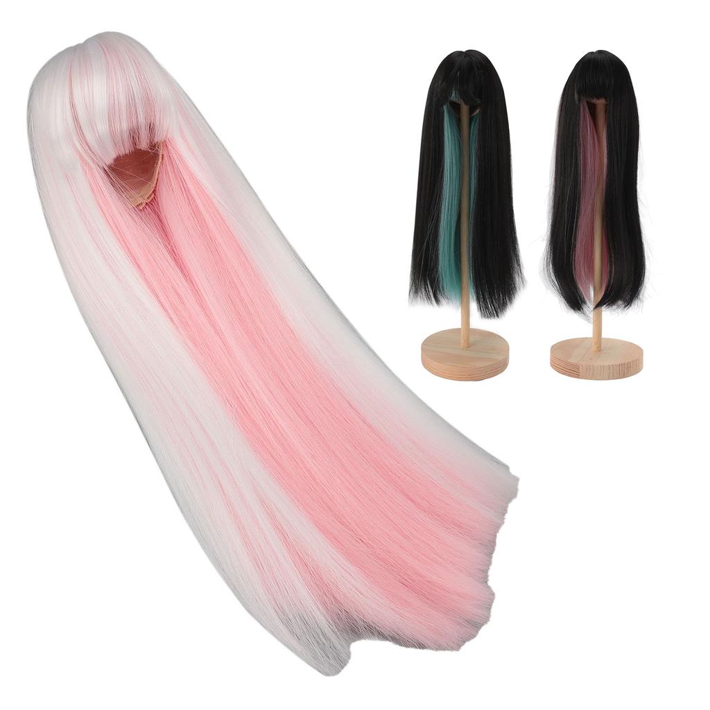 Long Straight Doll Wig Two Color  Doll Hair Wig High Temperature Fiber Doll Replacement Wig for 7