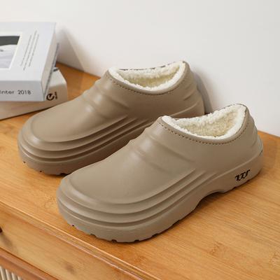 New Cotton Slippers Men Winter Warm Home Cotton Shoes Waterproof Garden Shoes Indoor Slip On Concise Shoes