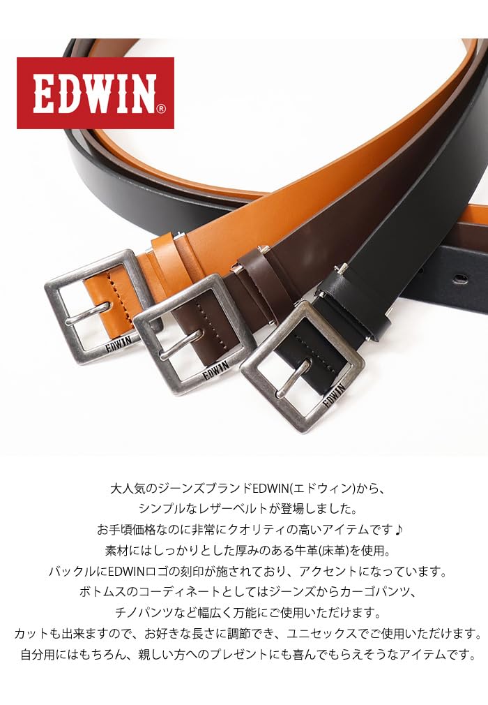 Edwin Garrison Kožený Pravý 0111178 Tmavý Pásek, Pánský, Kůže, (Jedna velikost, 02 Hnědá)